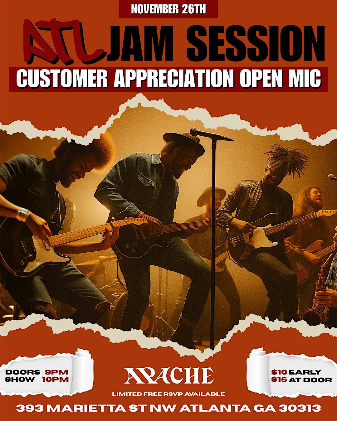 ATL JAM SESSION: Live Band Open Mic & Customer Appreciation