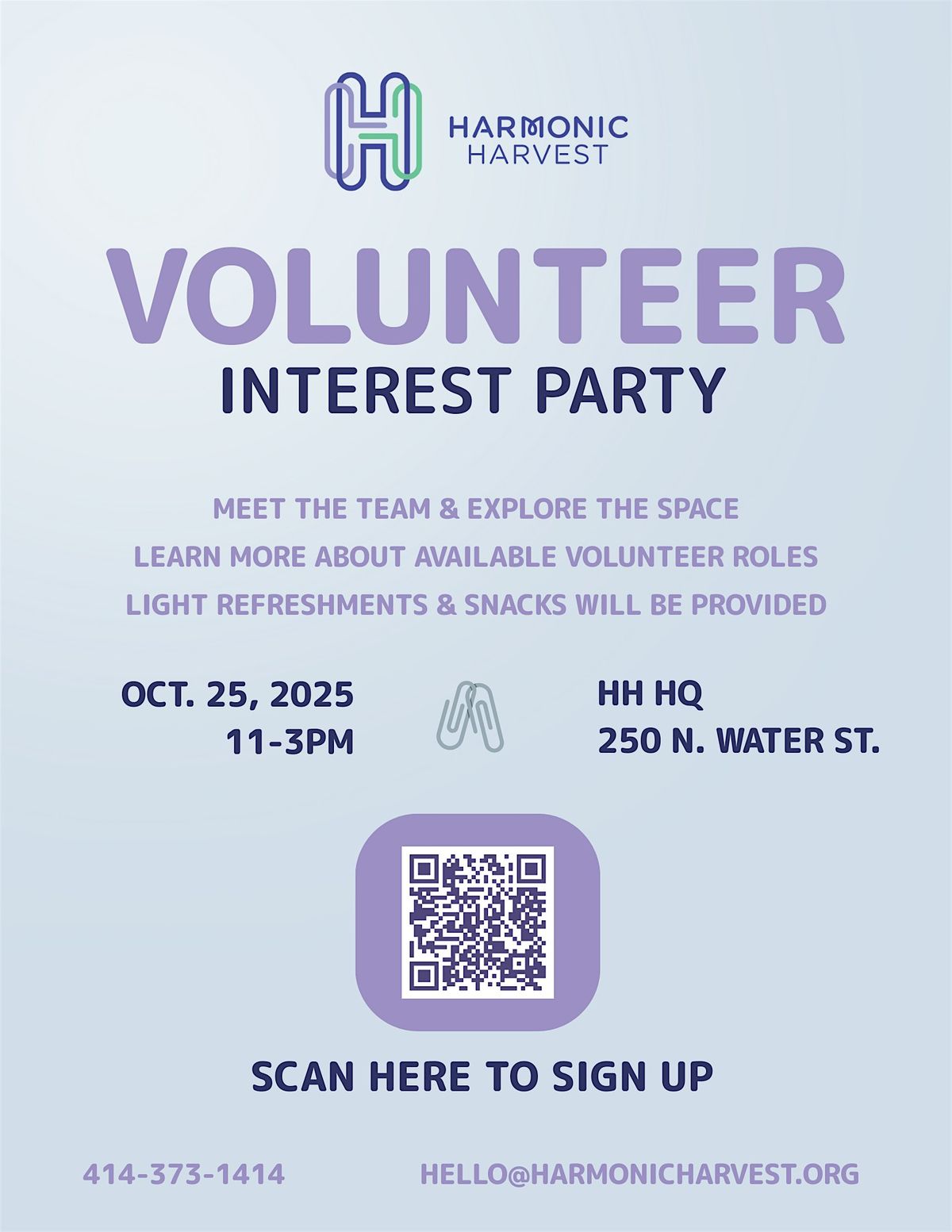 Harmonic Harvest Volunteer Interest Party