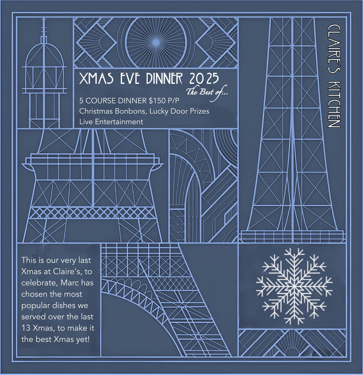 Claire's Kitchen Annual XMAS EVE dinner