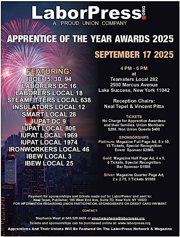 LABOR PRESS APPRENTICE OF THE YEAR AWARDS 2025