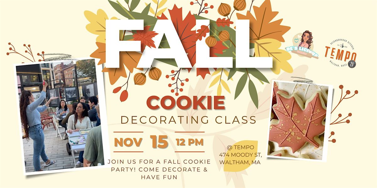FALL Cookie Decorating Workshop! Waltham MA, Nov 15th, Sugar Cookie