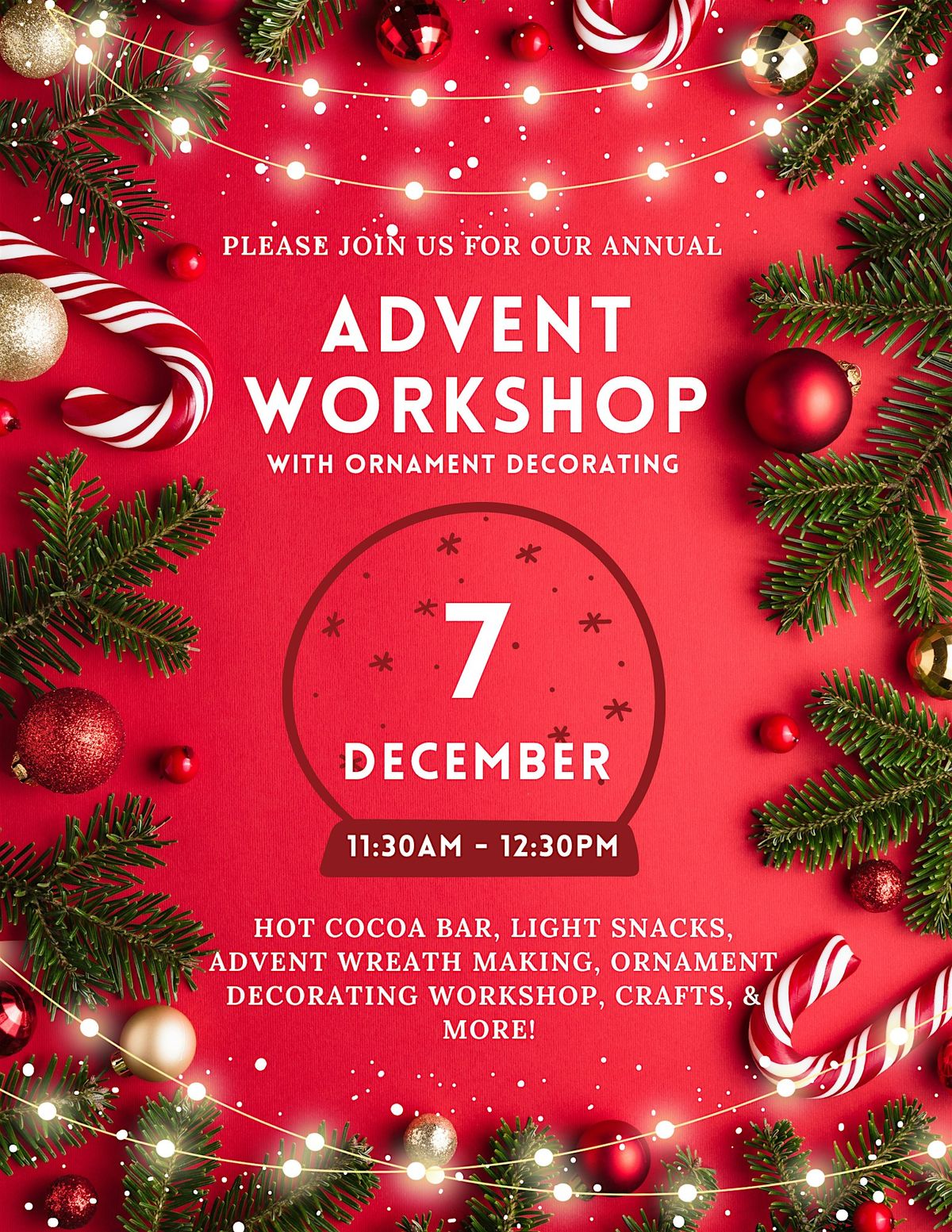 Christmas Advent Workshop: Ornament Decorating & Crafts