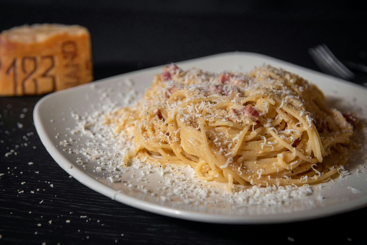 Fresh Pasta Carbonara and Crema Bruciata