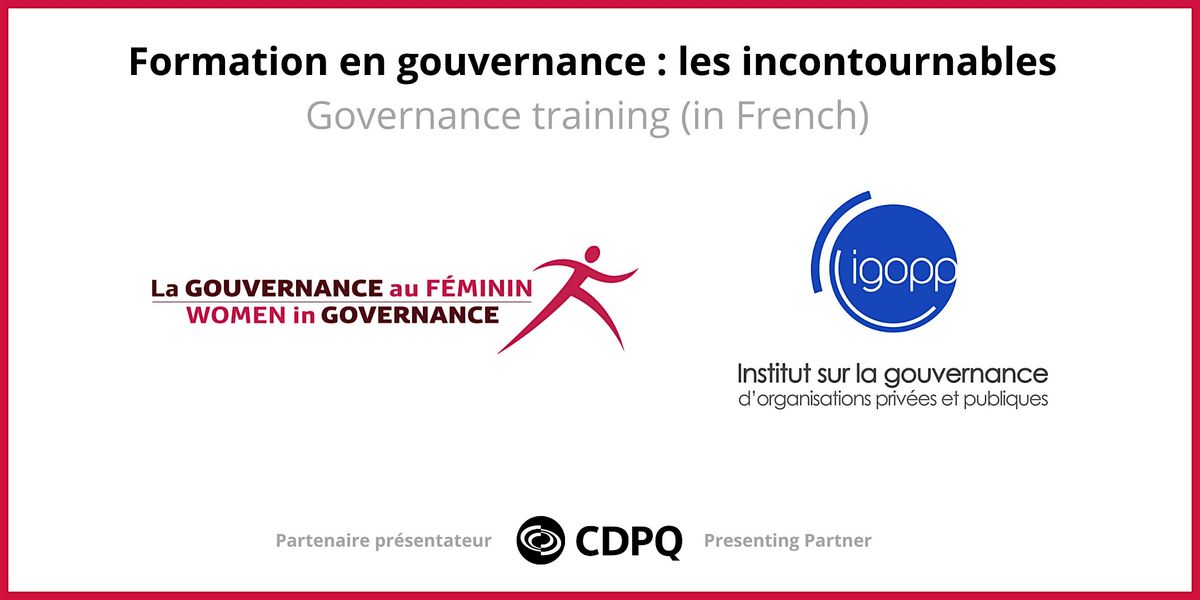 Formation en gouvernance : les incontournables | Cohorte no. 20