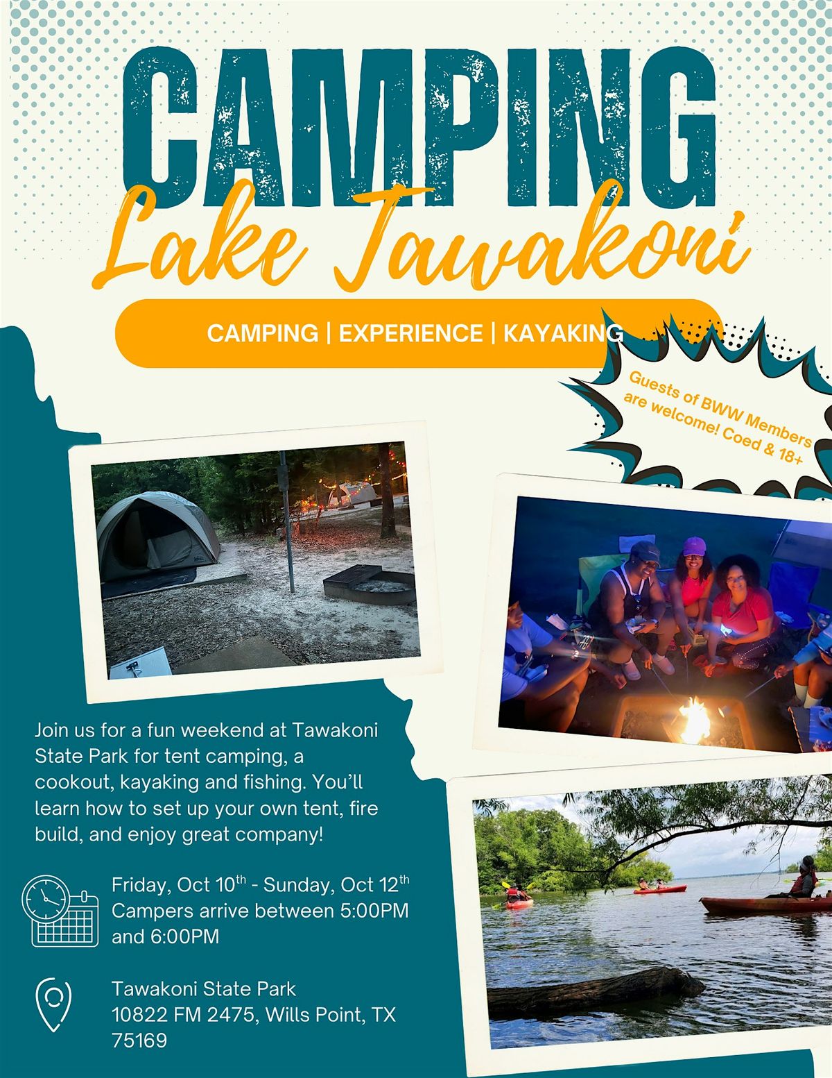 Lake Tawakoni State Park Fall Camping $60 *Payment Link in Event Details*