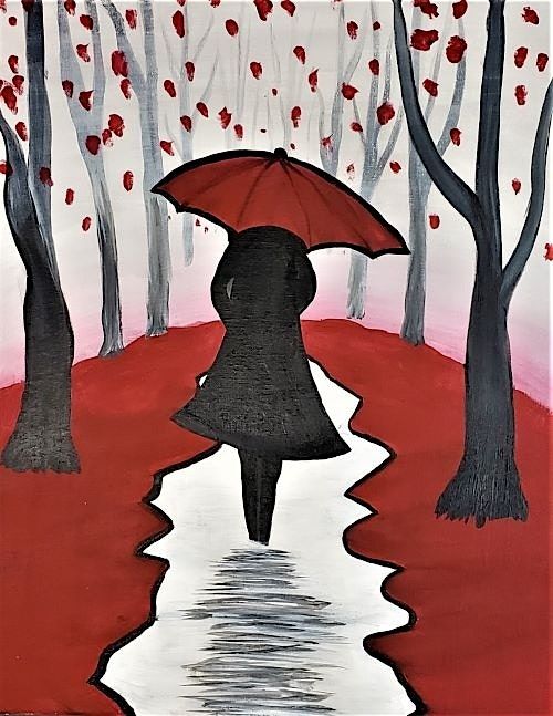 Walk in the Rain paint and sip painting event at CRP Rocklin