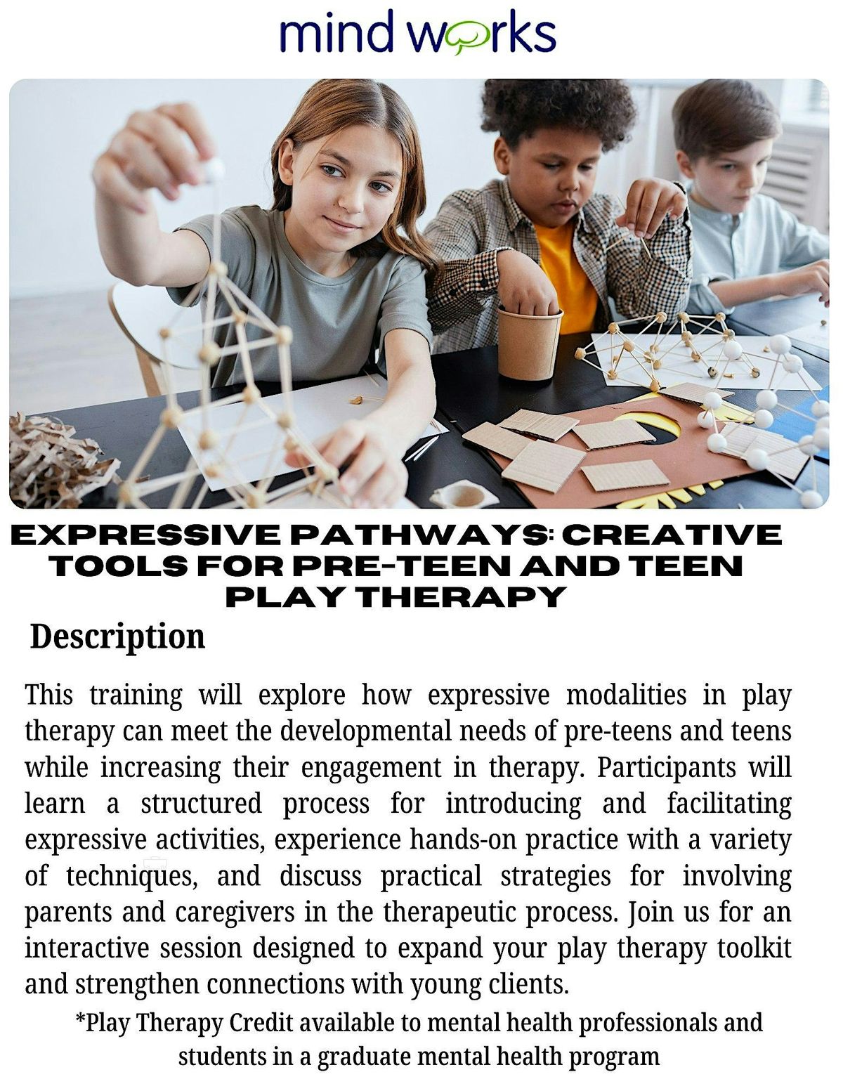 Expressive Pathways: Creative Tools for Pre-teen and Teen Play Therapy
