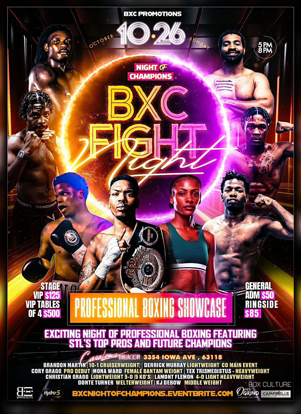 |BXC FIGHT NIGHT | NIGHT OF CHAMPIONS  | SUN NOV 16th Casa Loma Ballroom