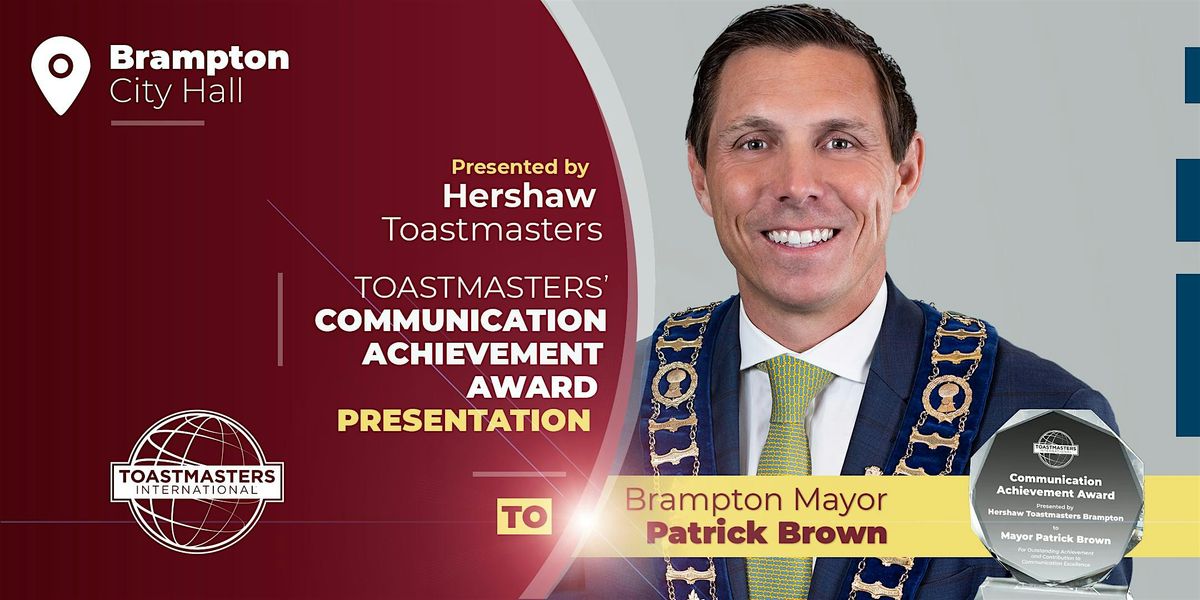 Toastmasters Communication Achievement Award Presentation to Patrick Brown