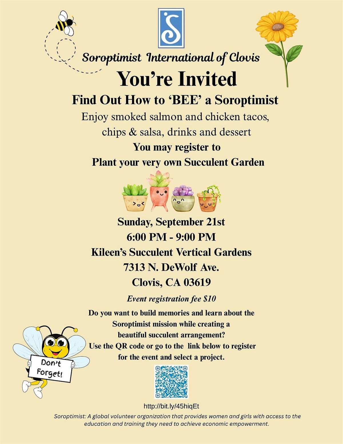 Your Invited! Learn how to BEE a Soroptimist!