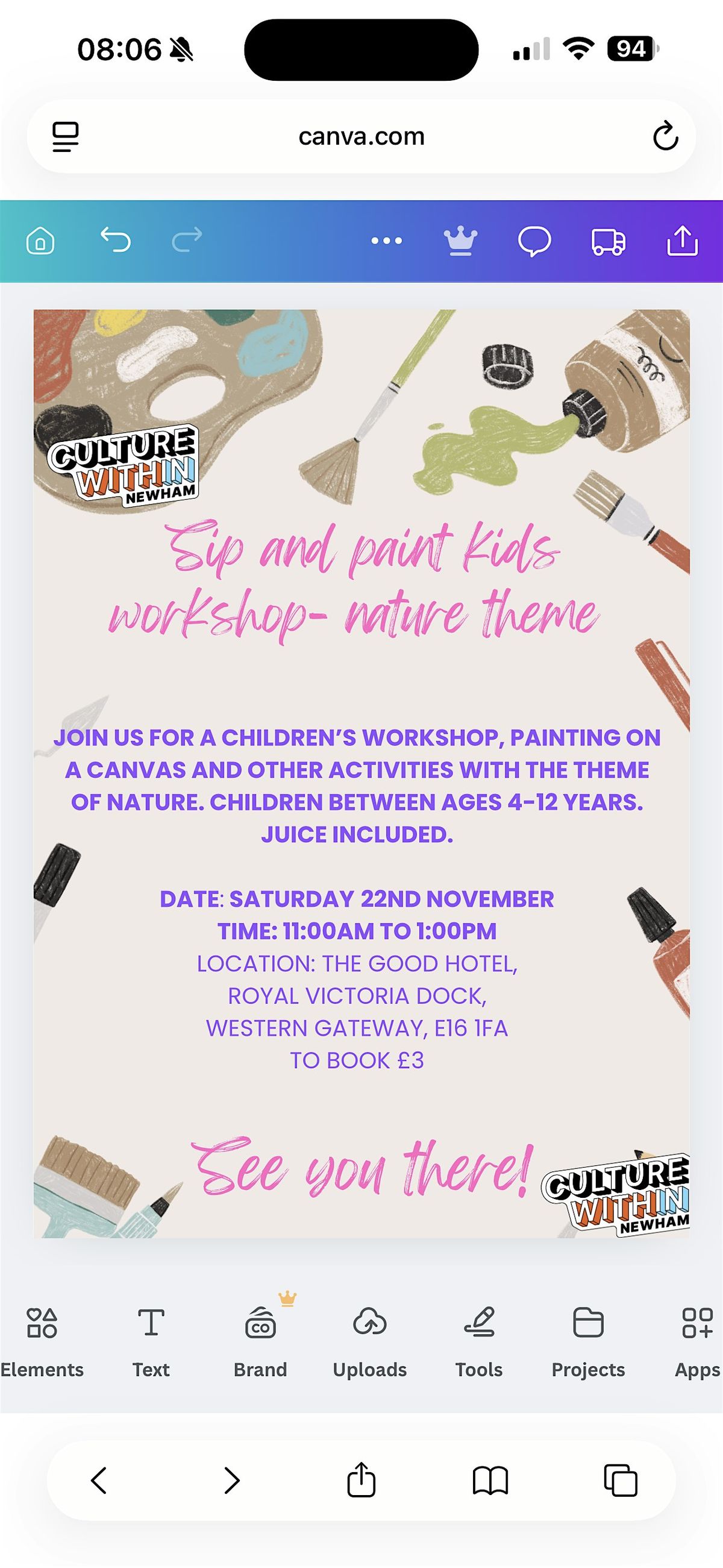 Sip and paint - Kids art workshop on nature