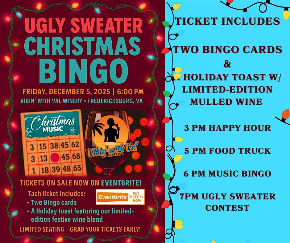Vibe Ugly Sweater Christmas Bingo