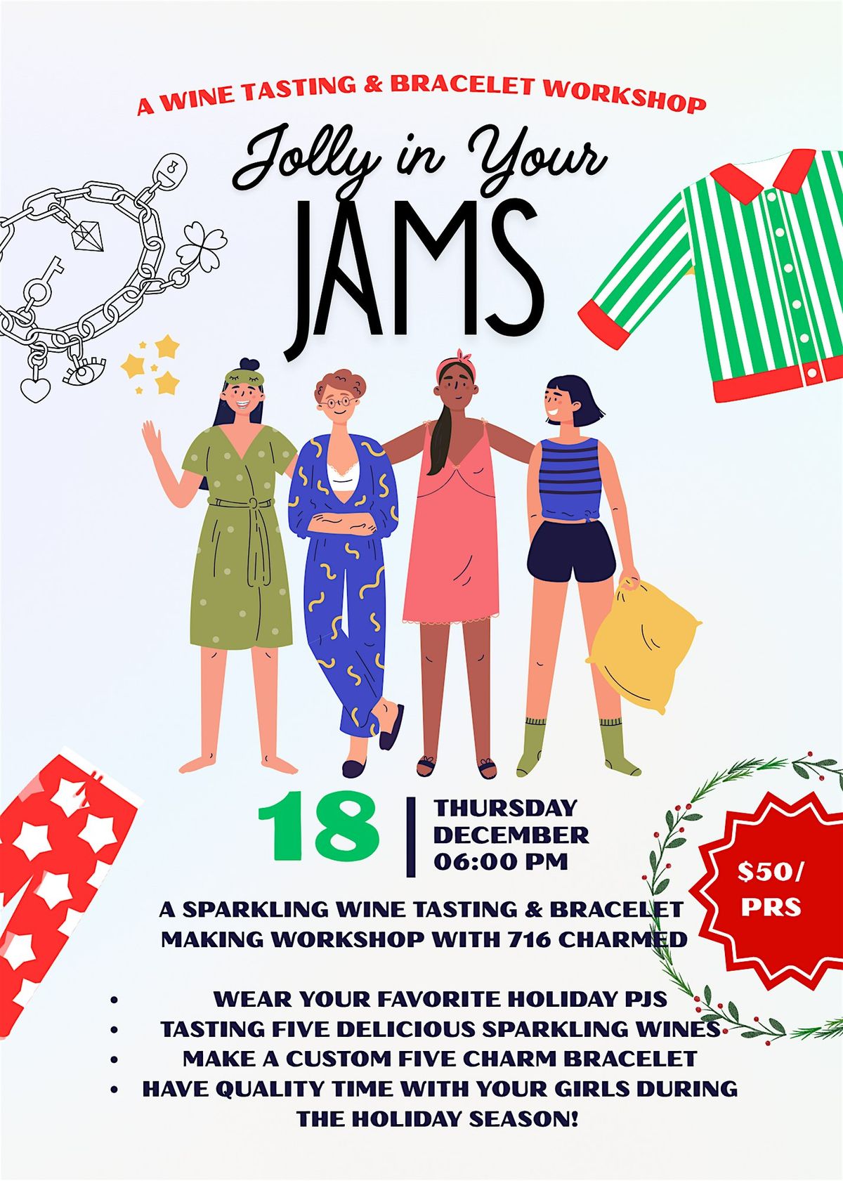 Jolly in Your Jams: a wine tasting & bracelet workshop