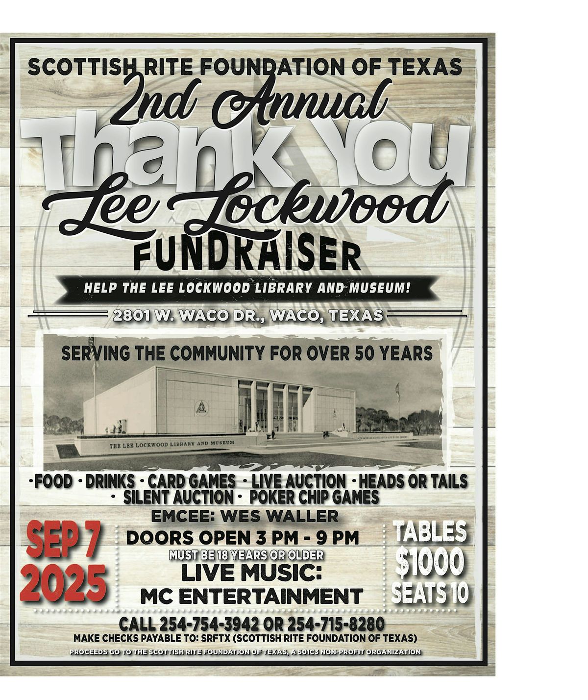 2nd Annual Thank You Lee Lockwood Fundraiser