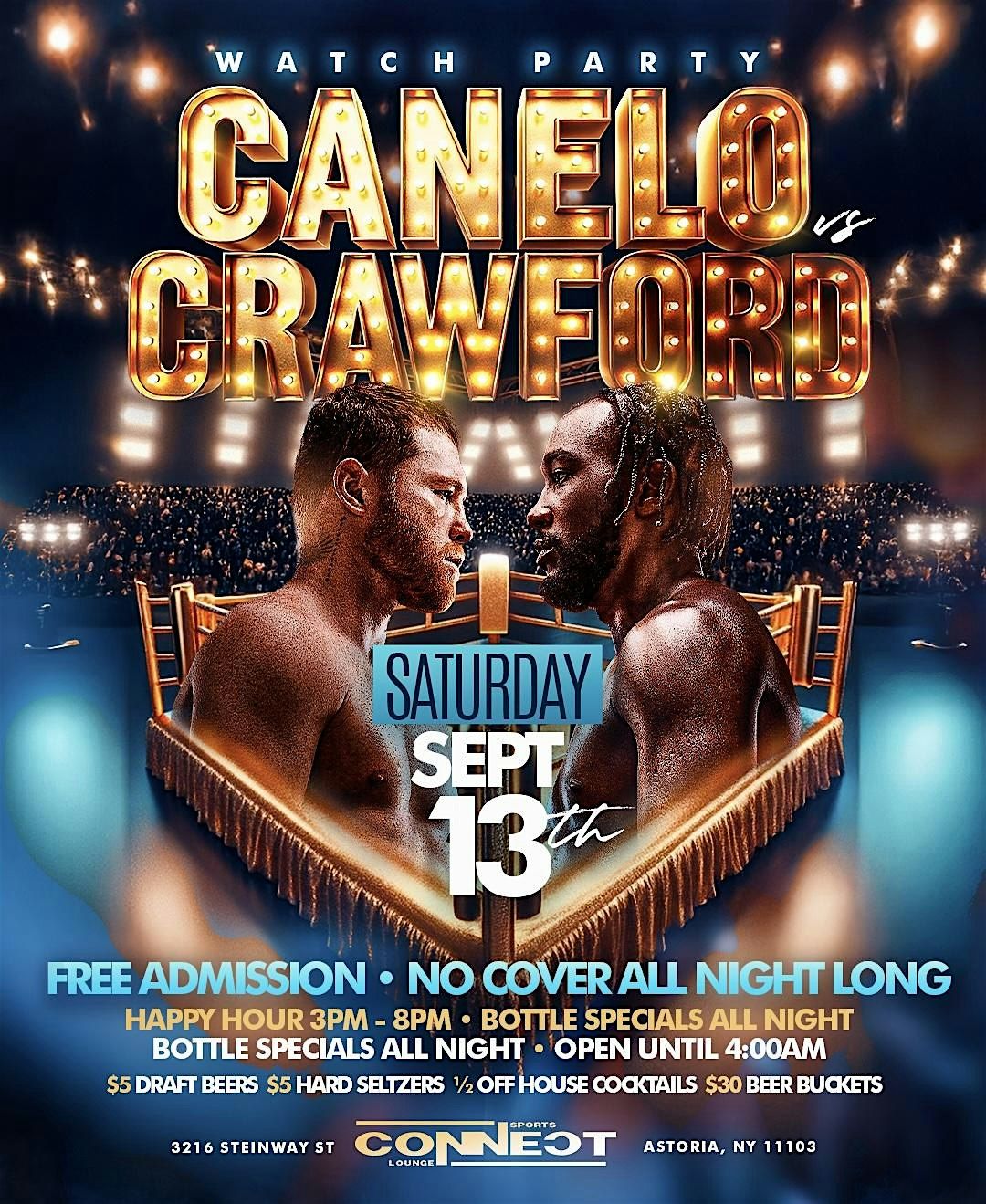 Canelo vs Crawford Watch Party at Connect Lounge Astoria
