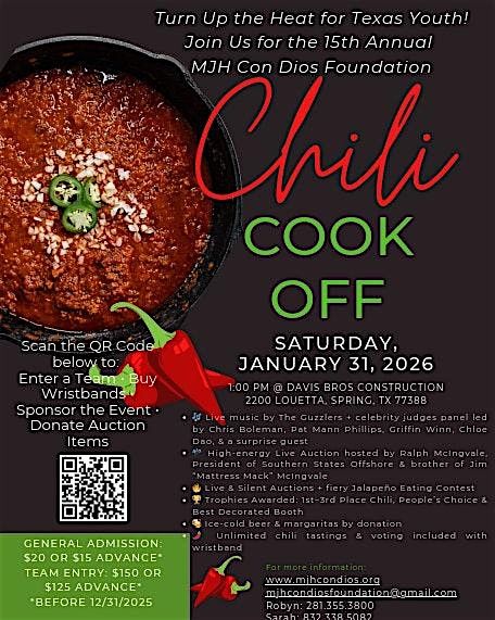 15th Annual MJH Con Dios Foundation Chili Cook-Off
