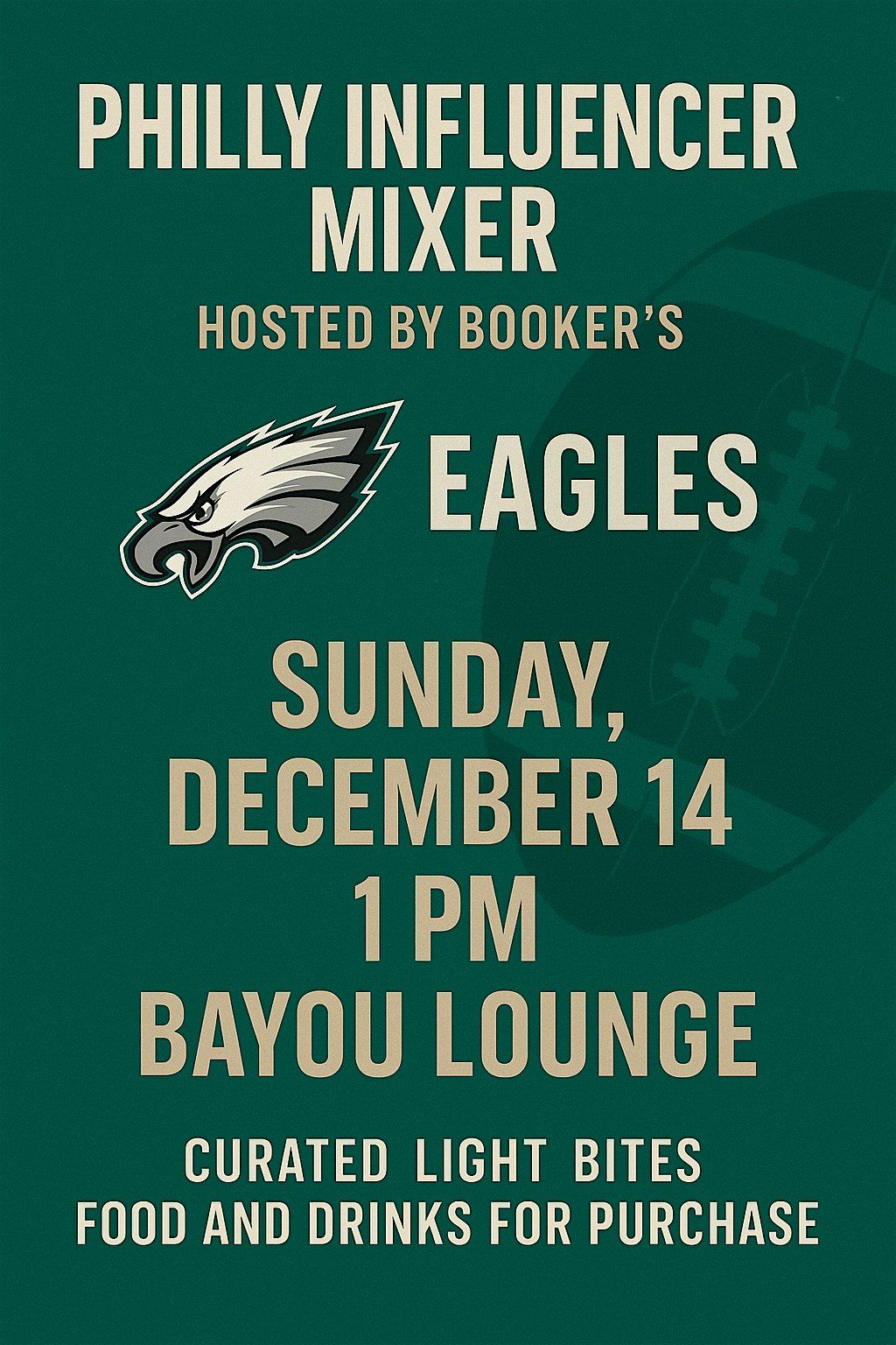 Philly Influencer Mixer: Eagles Game Day at Bookers