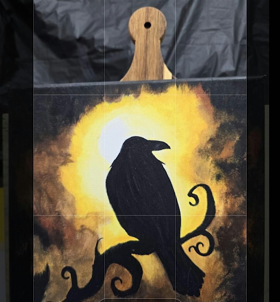 Paint a crow\/raven on a cheese board workshop