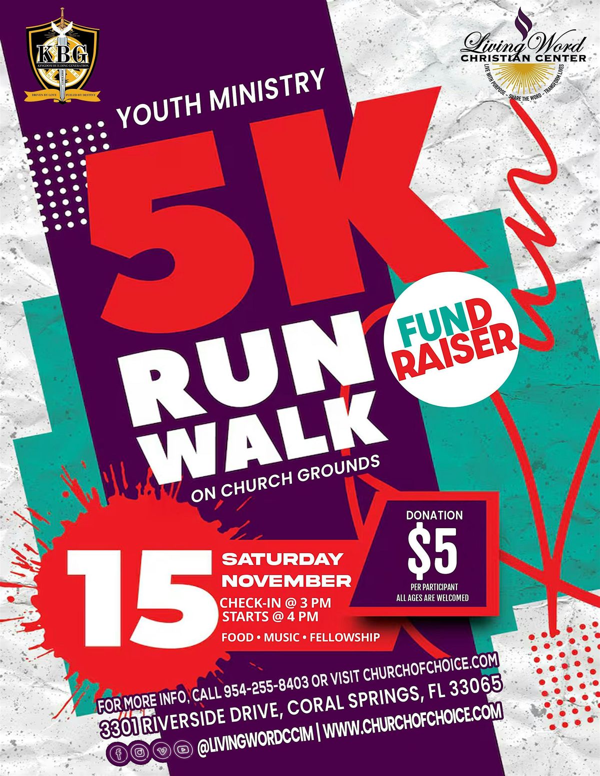 5K Run\/Walk Fundraiser \u200dat Living Word Christian Center