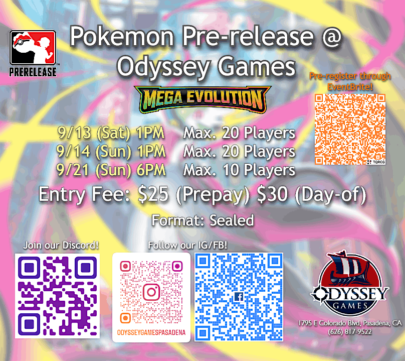 Pokemon TCG Mega Evolution Pre-release @ Odyssey Games Pasadena