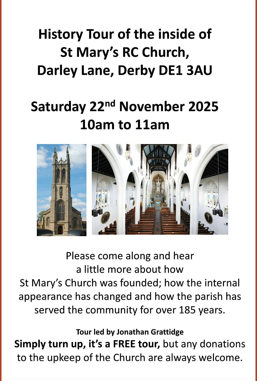 History Tour Of St Mary's RC Church, Derby