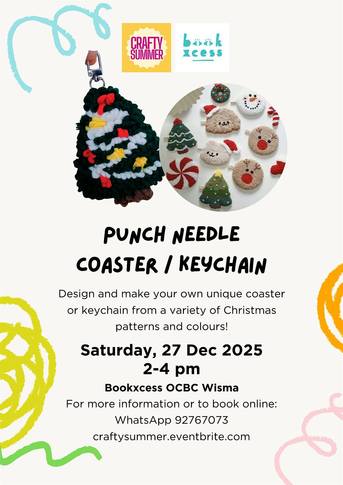 [Crafty Summer X BookXcess] Christmas-themed Punch Needle Coaster\/Keychain