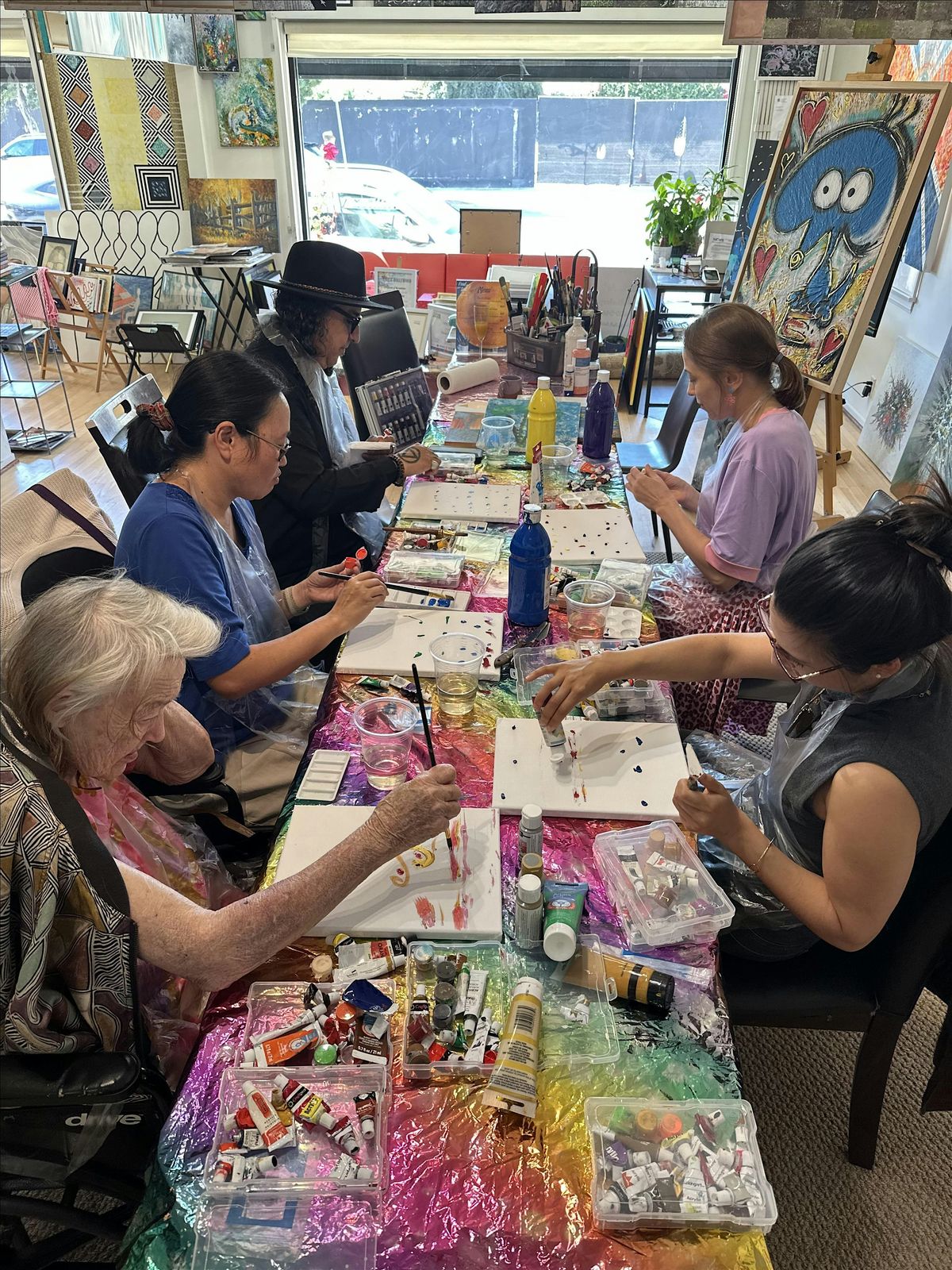 Paint and Sip. Art Cafe in LA. Paint&Sip Night at AzziArt Gallery LA! Fun
