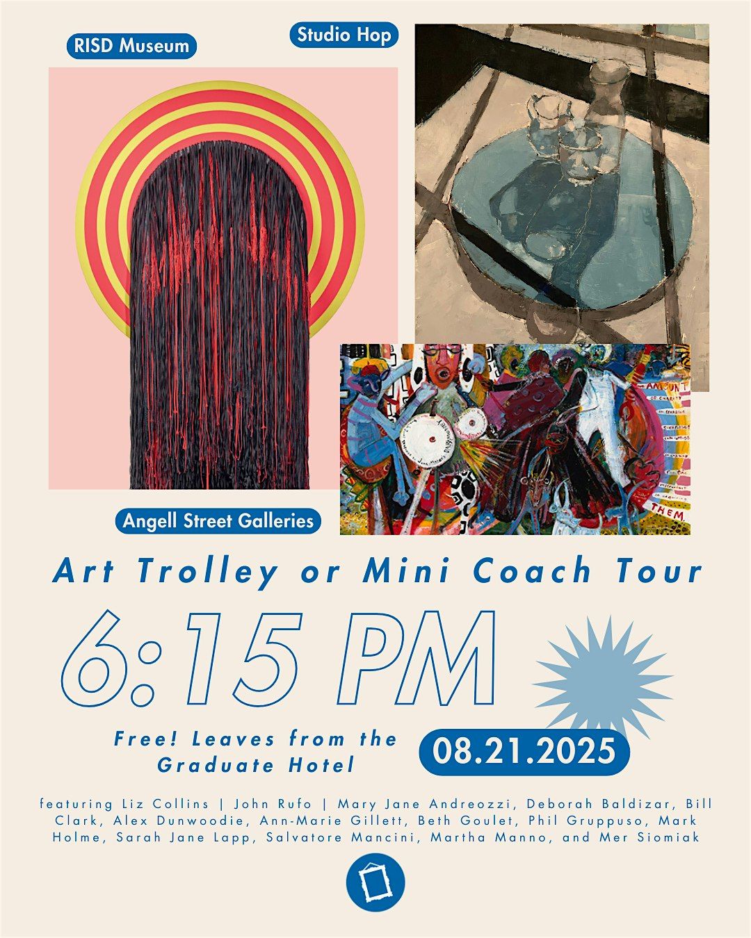 6:15 pm Trolley or Mini Coach Art Tour! with Gallery Night Providence