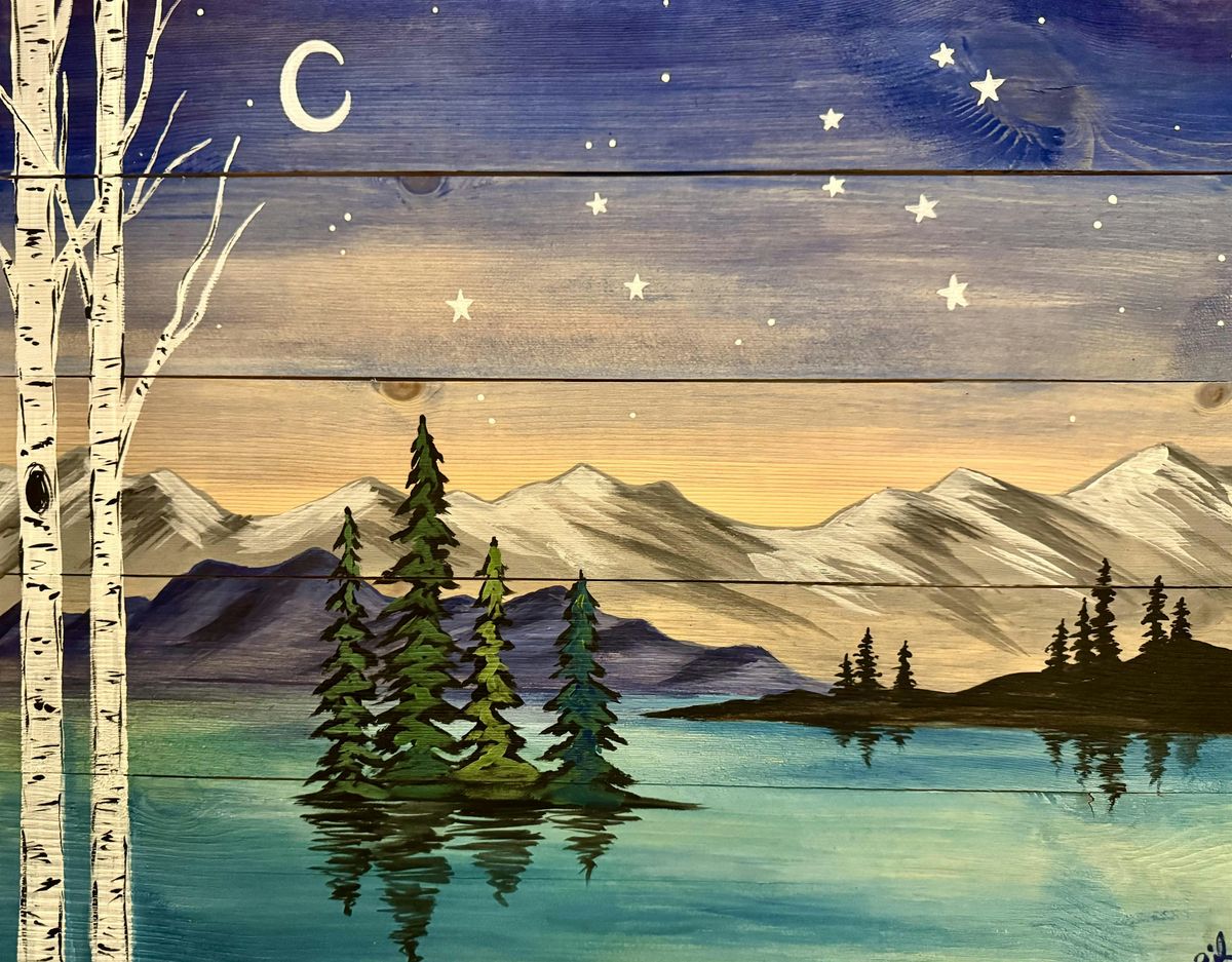 Constellations Wood Painting at Max Taps Highlands Ranch