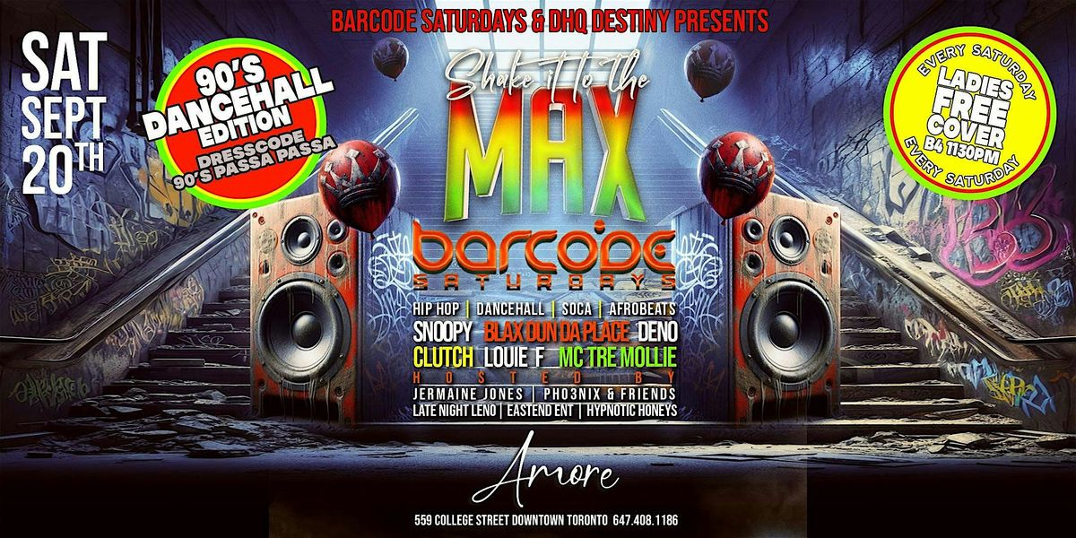BARCODE SATURDAYS TORONTO FREE COVER & CHAMPAGNE BOTTLES FOR LADIES B4 1130