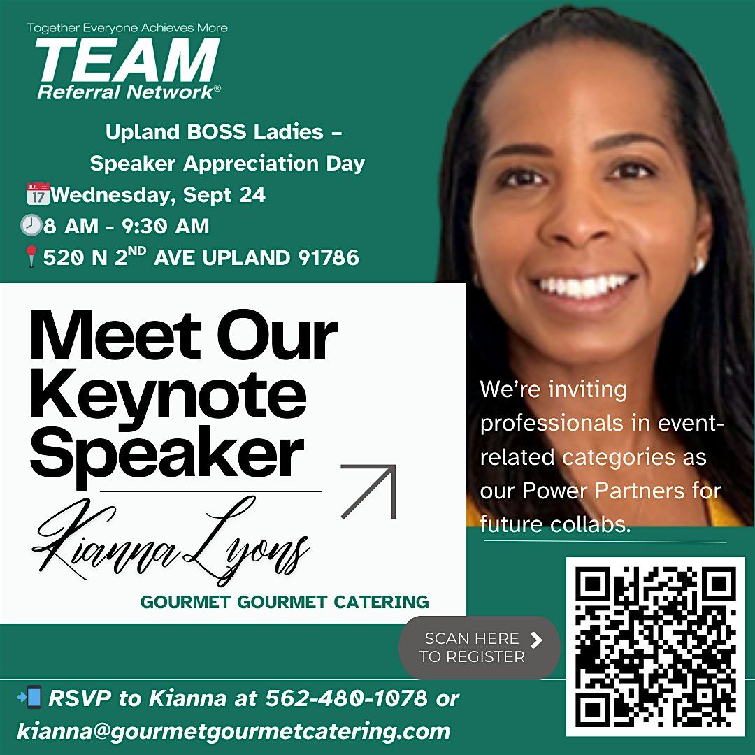 Upland BOSS Ladies \u2013 Speaker Appreciation Day