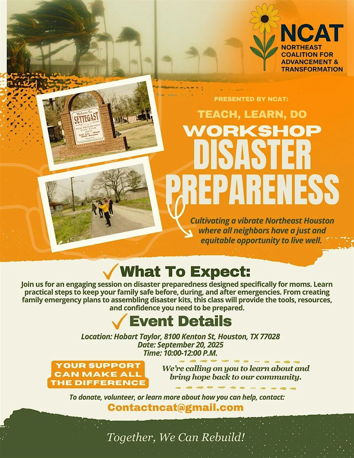 Disaster Preparedness Workshop( Teach,Learn, Do)