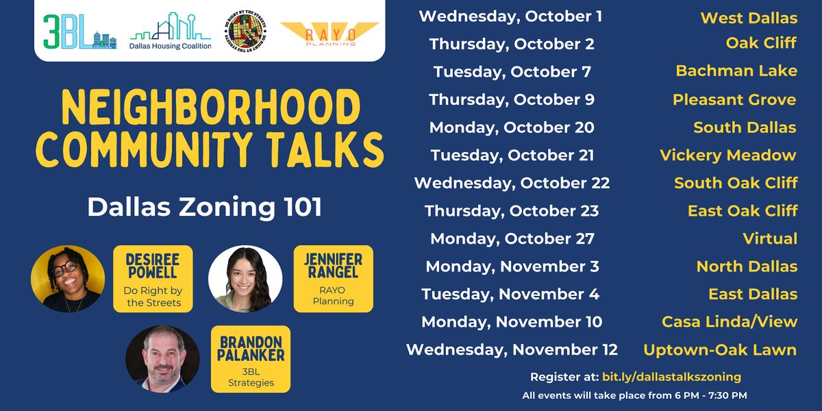 Dallas Housing Coalition Zoning 101 Community Talks