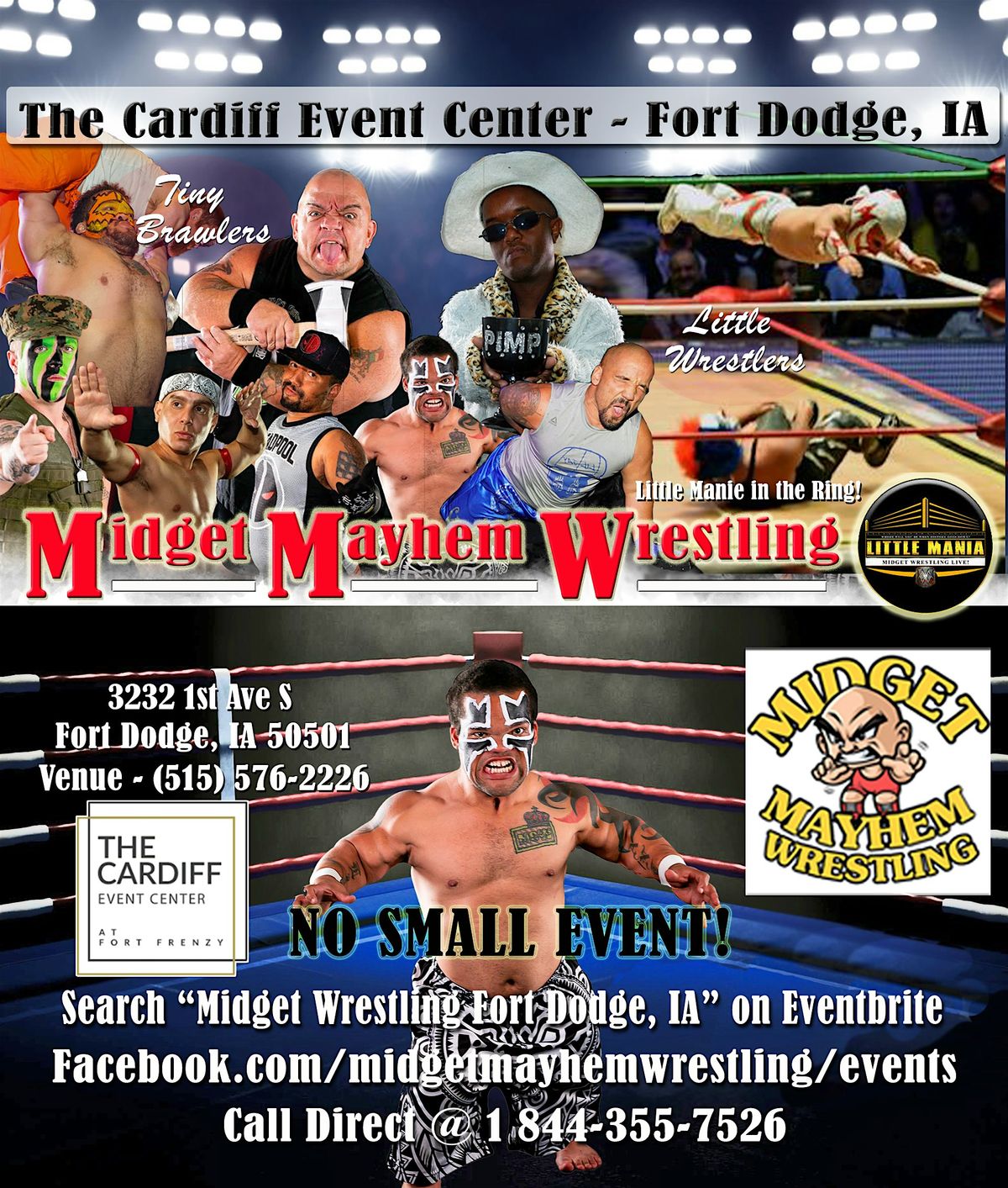 Midget Mayhem Wrestling Rips Through the Ring! Fort Dodge IA (All-Ages)