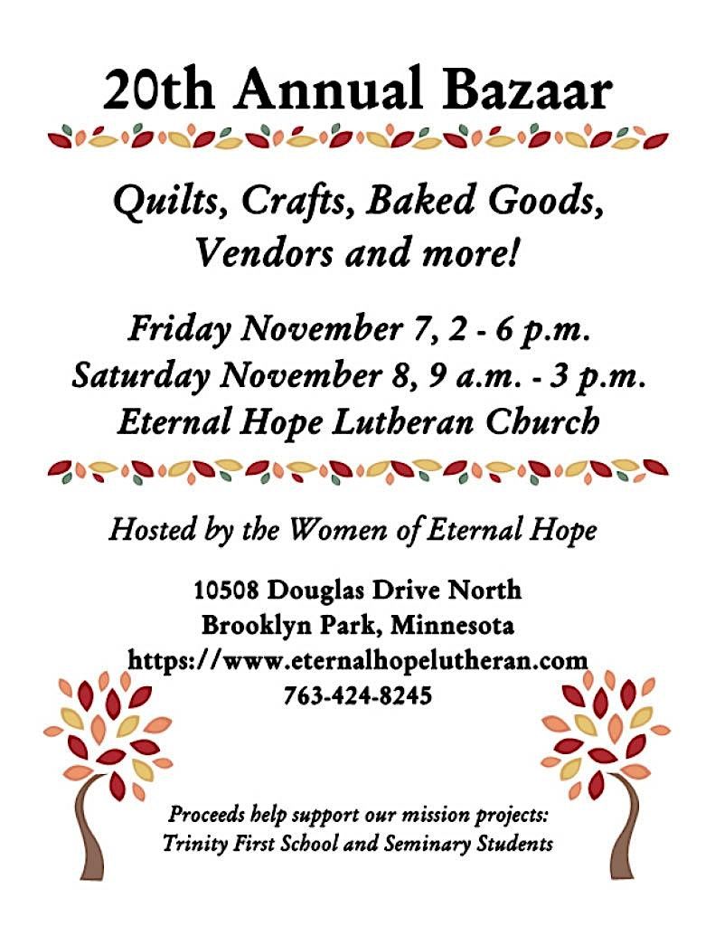 20th Annual Bazaar & Baked Goods at Eternal Hope Lutheran Church