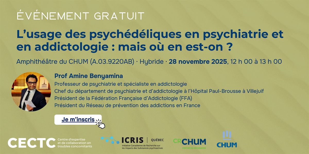 Midi scientifique - Prof. Amine Benyamina, 28 nov 2025, 12h \u00e0 13h
