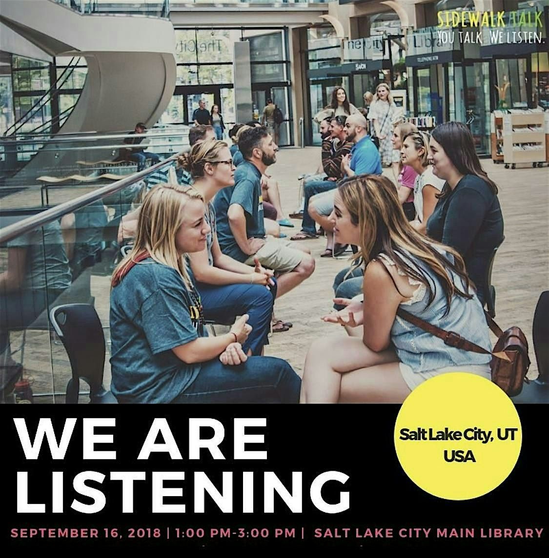Free Listening event offered by Sidealk Talk volunteers