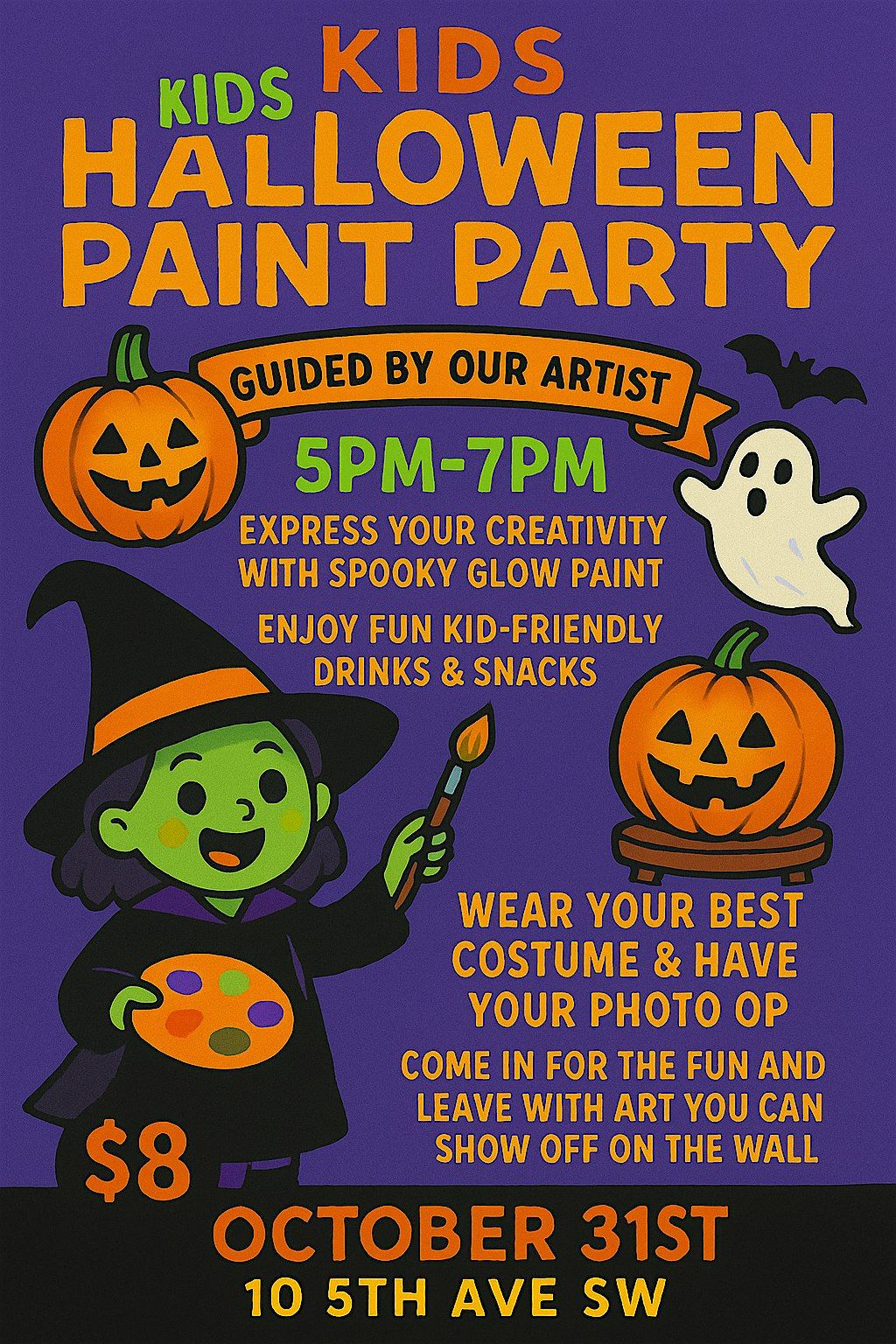 KIDS HALLOWEEN SIP AND PAINT PARTY