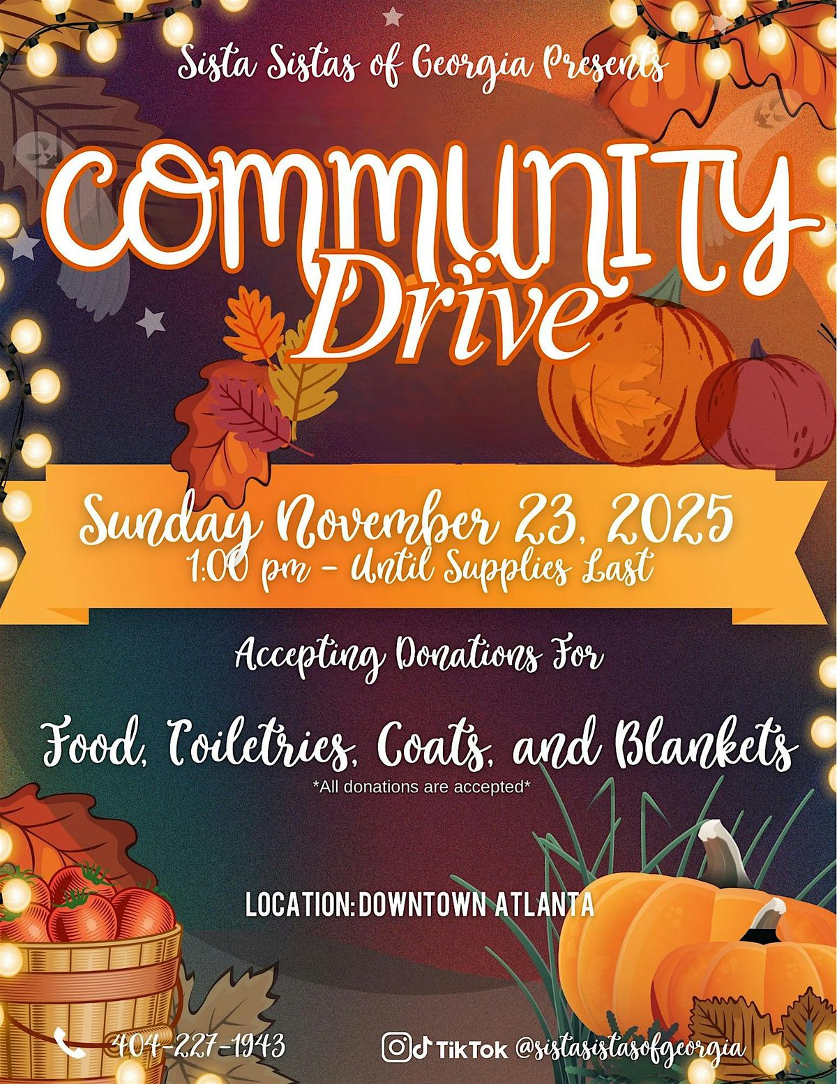 Sista Sistas of Georgia Presents: First Annual Community Drive
