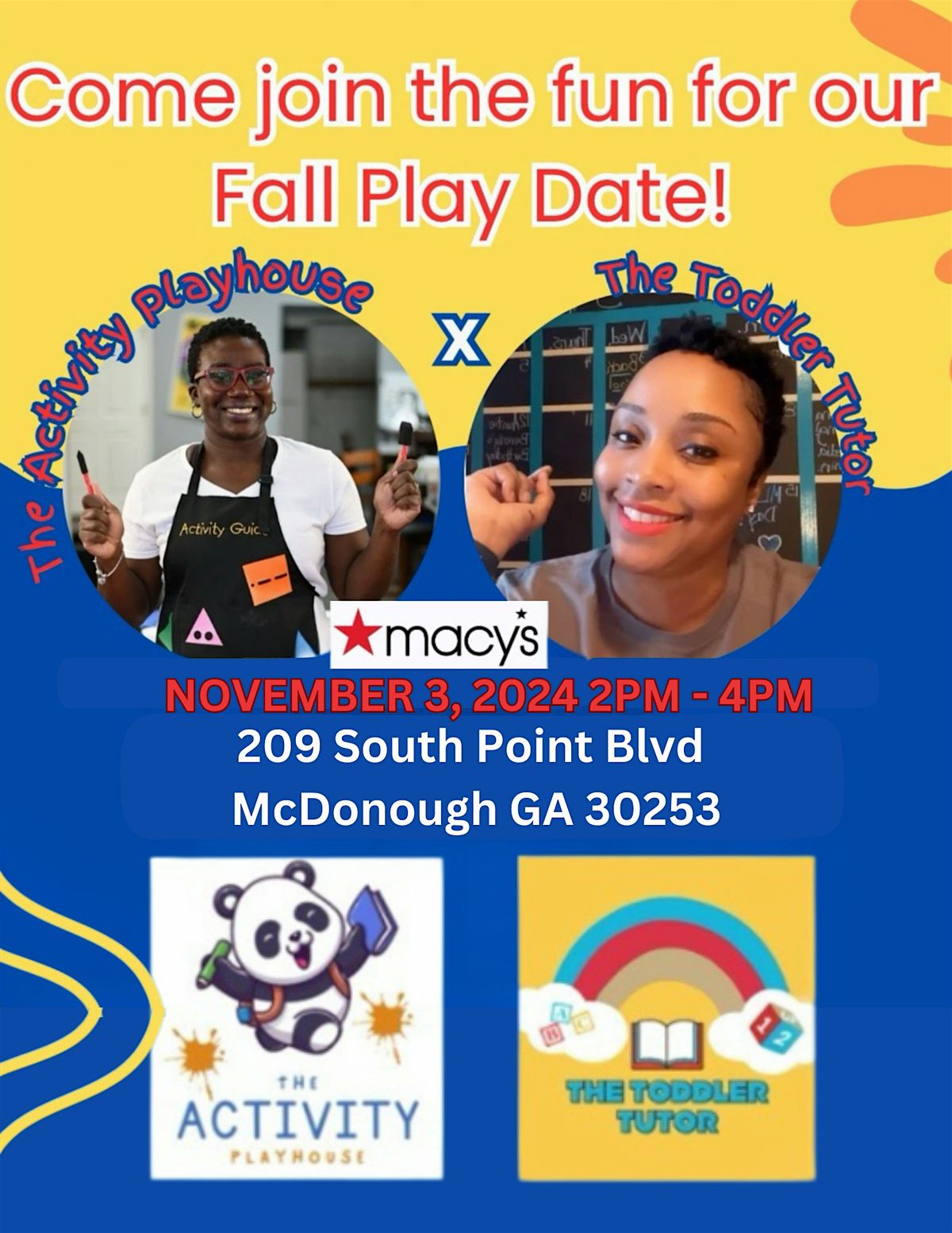 Fall Play Date with The Activity Playhouse x The Toddler Tutor Macy's