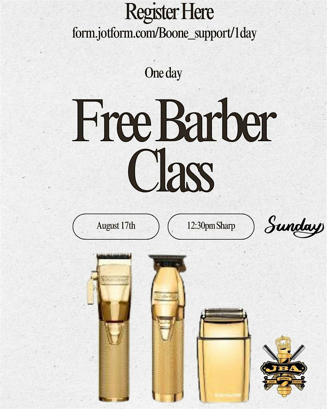 Aug 17 Free Barber Class by Junior Barber Academy