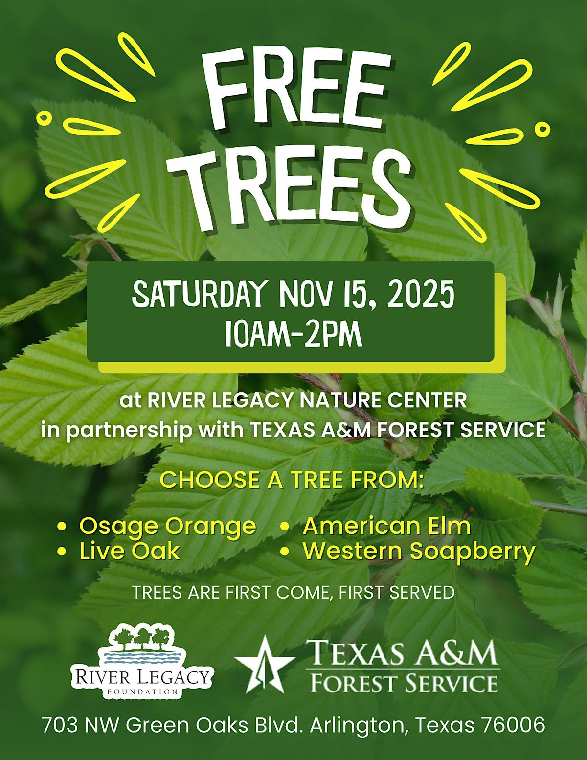 Free Tree Giveaway at River Legacy Nature Center