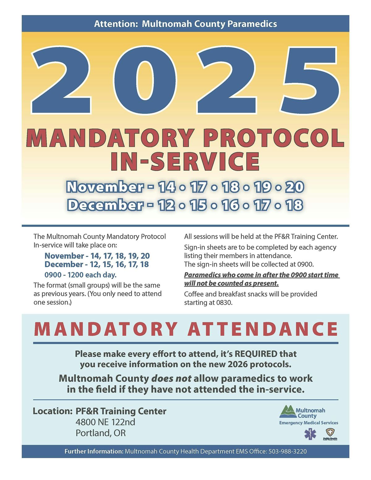 MCEMS MANDATORY PROTOCOL IN-SERVICE