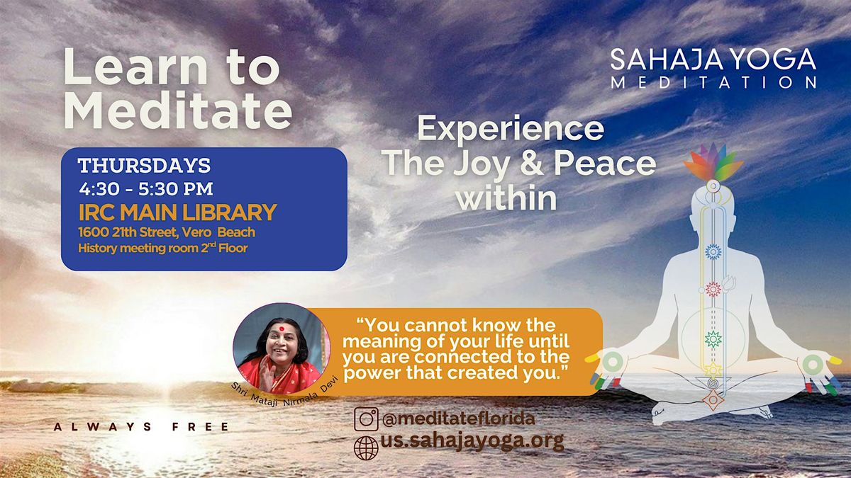 EXPERIENCE PEACE WITHIN- FREE SAHAJA YOGA MEDITATION CLASSES