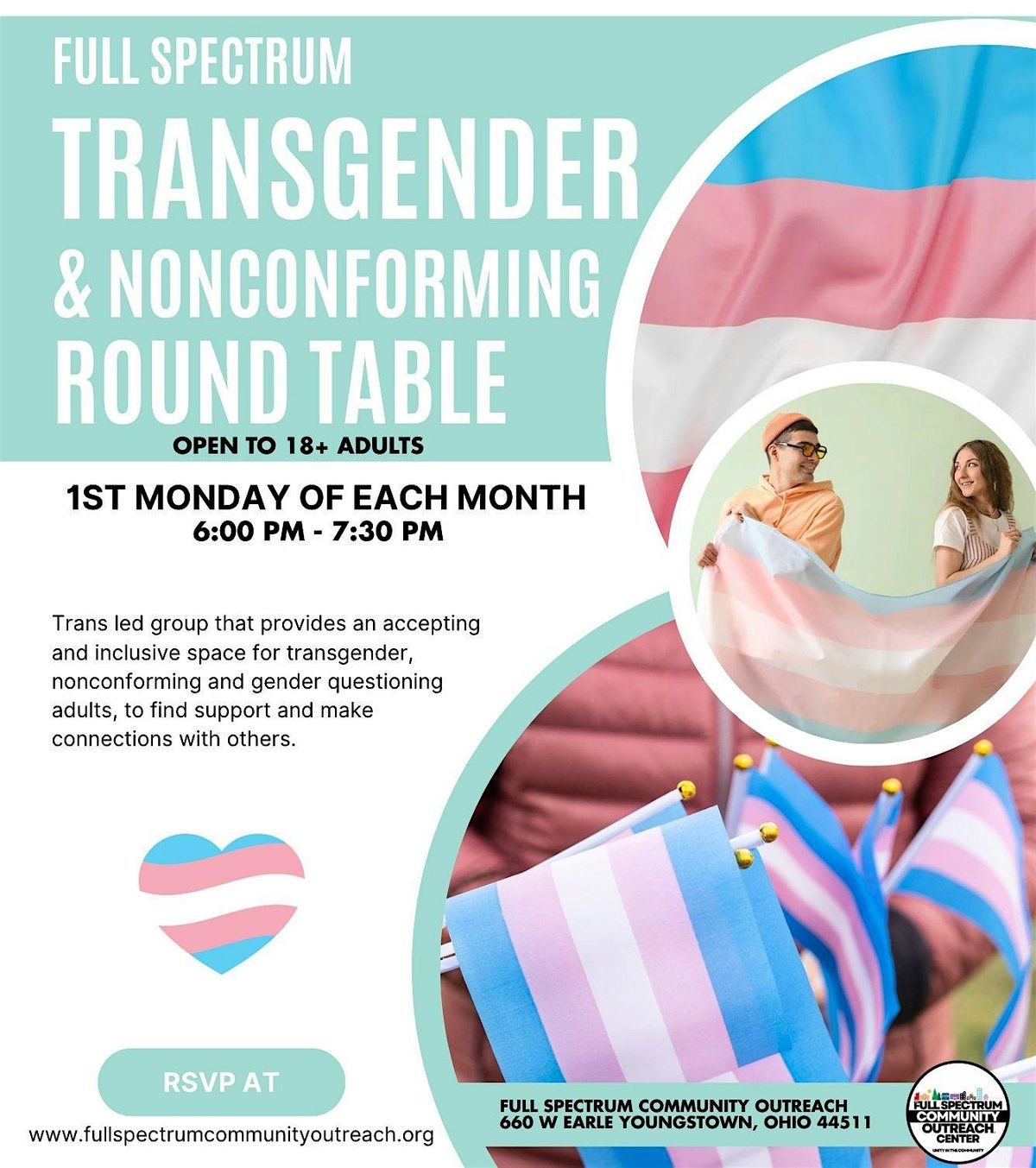 Transgender & Nonconforming Round Table!     Trans-led, free monthly group!