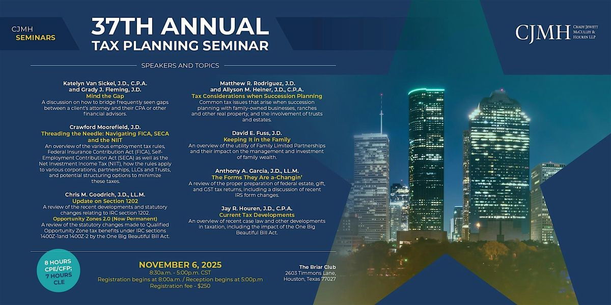 37th Annual Tax Planning Seminar
