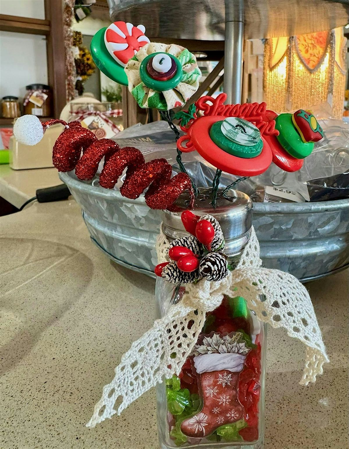 Christmas\/Winter Button Bouquet Craft Class