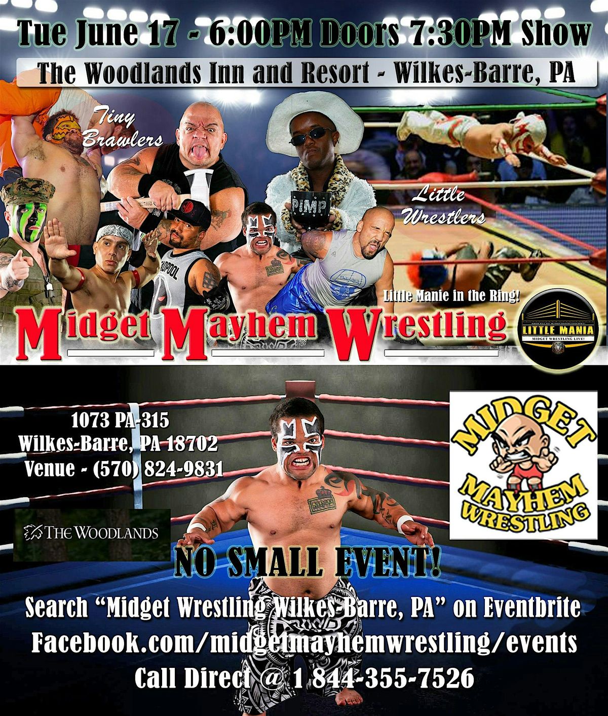Midget Mayhem Wrestling Rips Through the Ring! Wilkes-Barre PA 18+