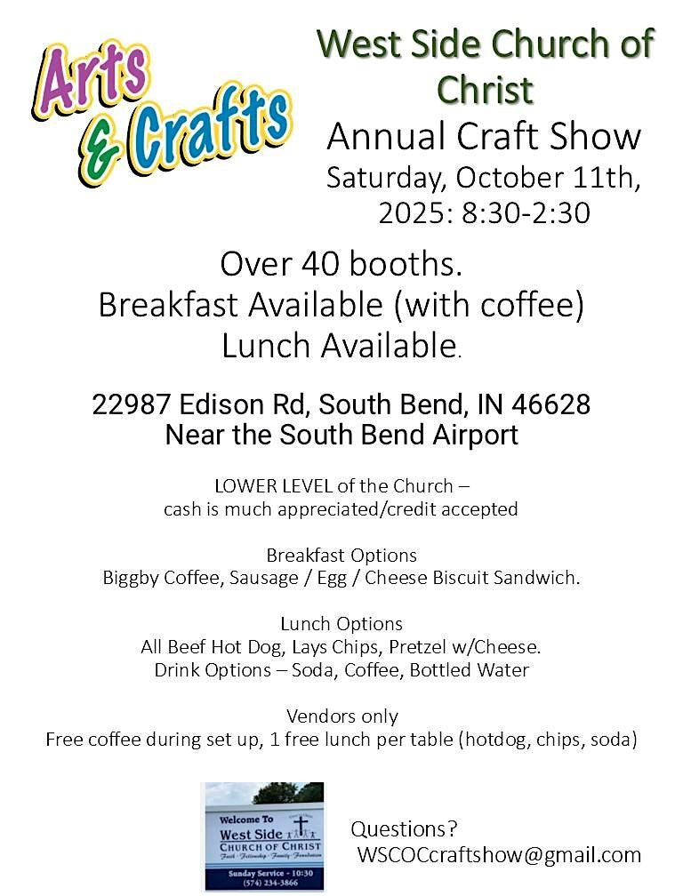 West Side Church of Christ Annual Craft Show - Oct 11, 2025