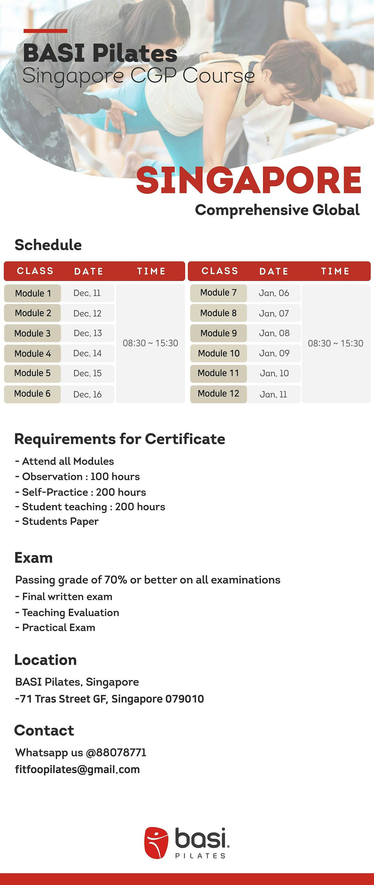 BASI Pilates Teacher Training Course Briefing on 13 Dec 2025